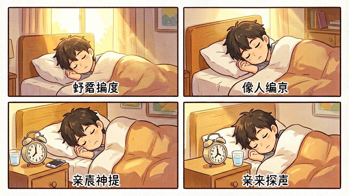 闹钟7点响，主角还在梦乡中酣睡