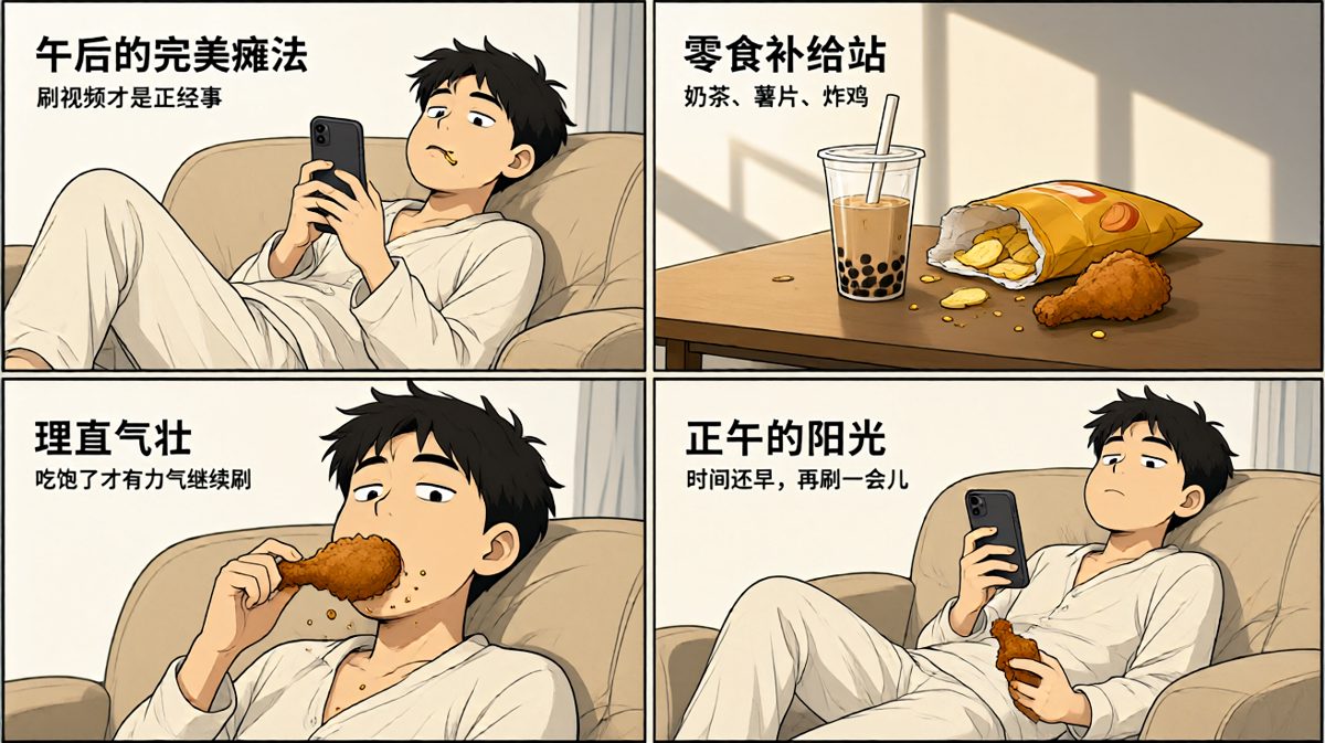 第二格：中午就忍不住点了一份外卖