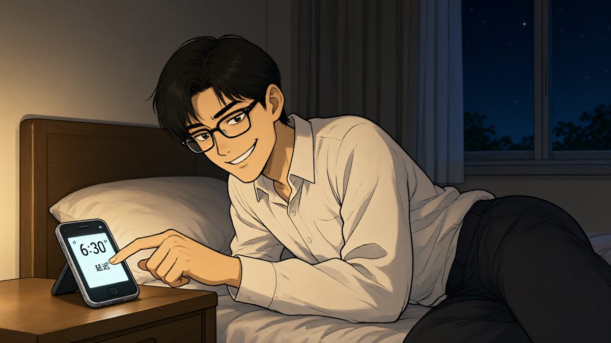 深夜，主人公邪恶地按下了贪睡按钮，将闹钟推迟了整整七天。