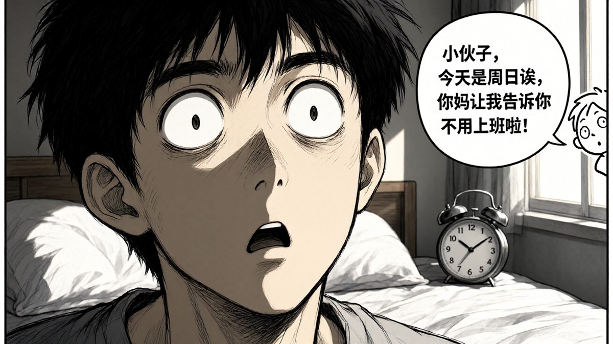 原来今天是周日，主人公经历了史诗级的一周空转，白费了所有力气。