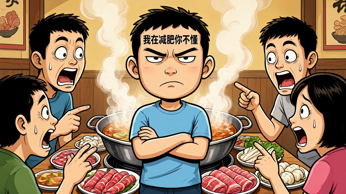 面对火锅诱惑，坚决摇头说'不'