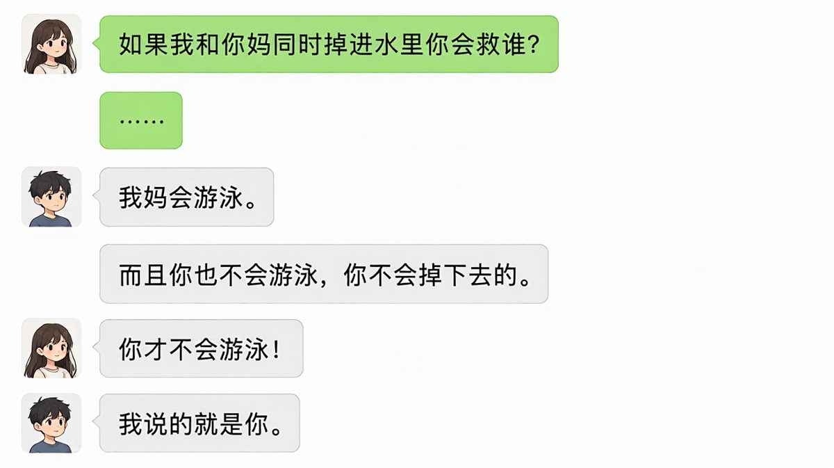 送命题变安全教育课，男生成功把话题带偏。