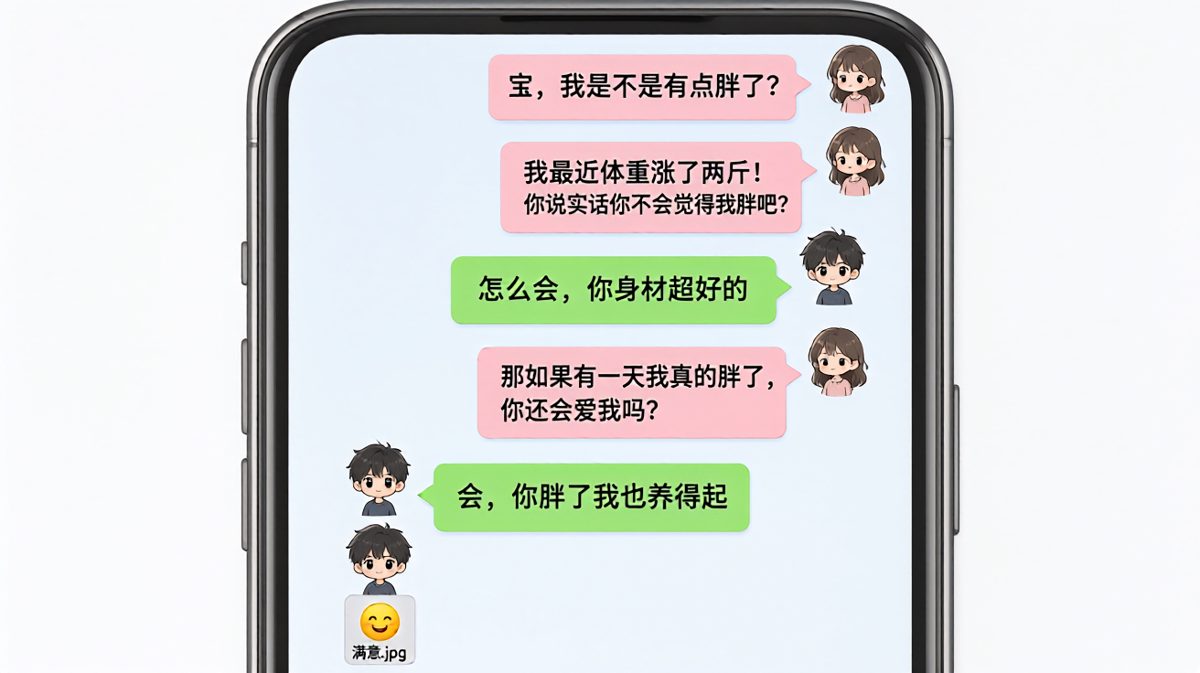 经典送命题：女方问'我胖了吗'，男方反手一个'养你'直接通关。