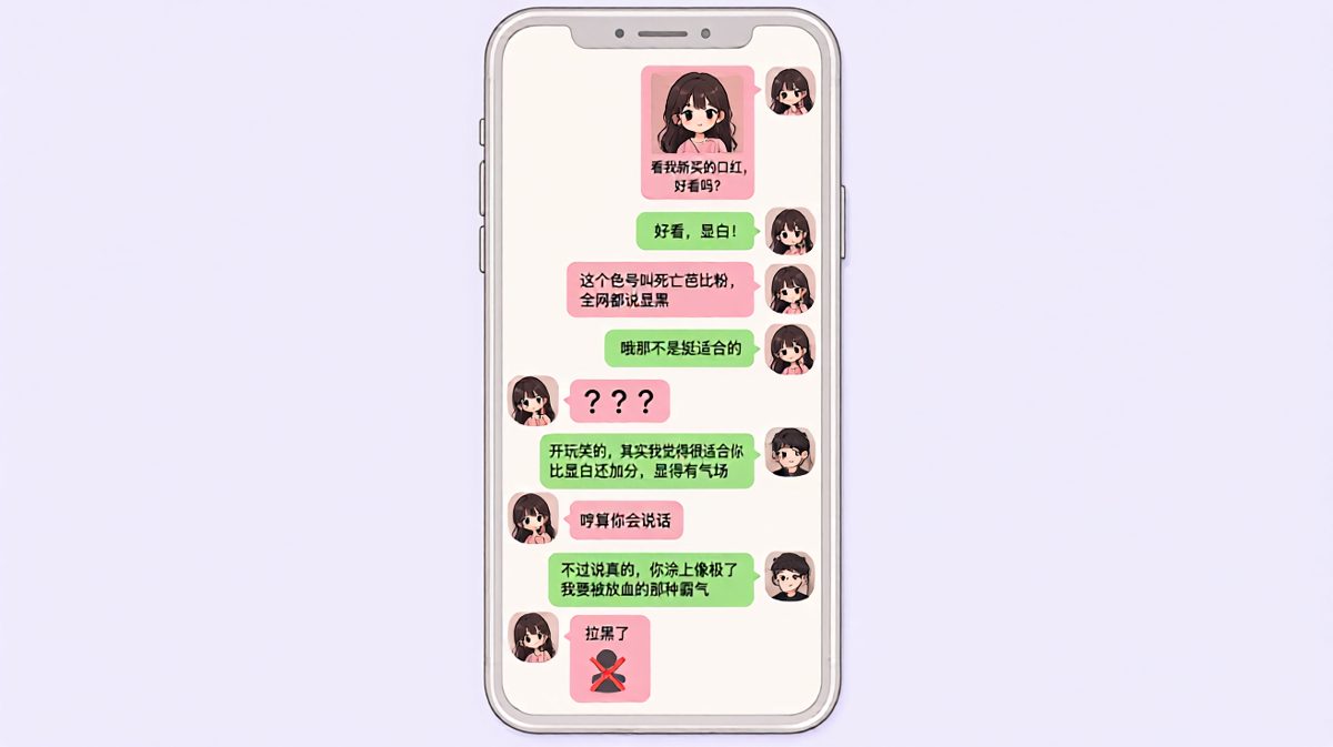 口红颜色话题引发生死危机，男朋友求生欲拉满仍不忘补刀。