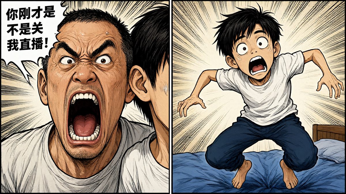 阿明被惊醒，室友的怒吼响彻整个房间！