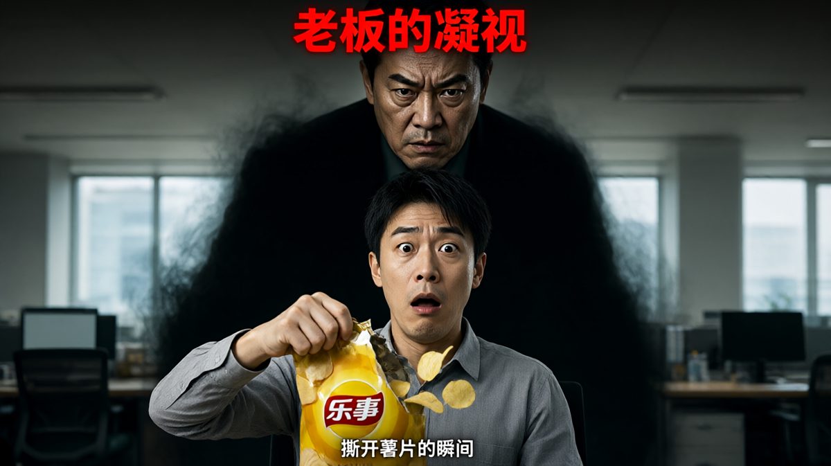 撕开零食的瞬间，老板从天而降！