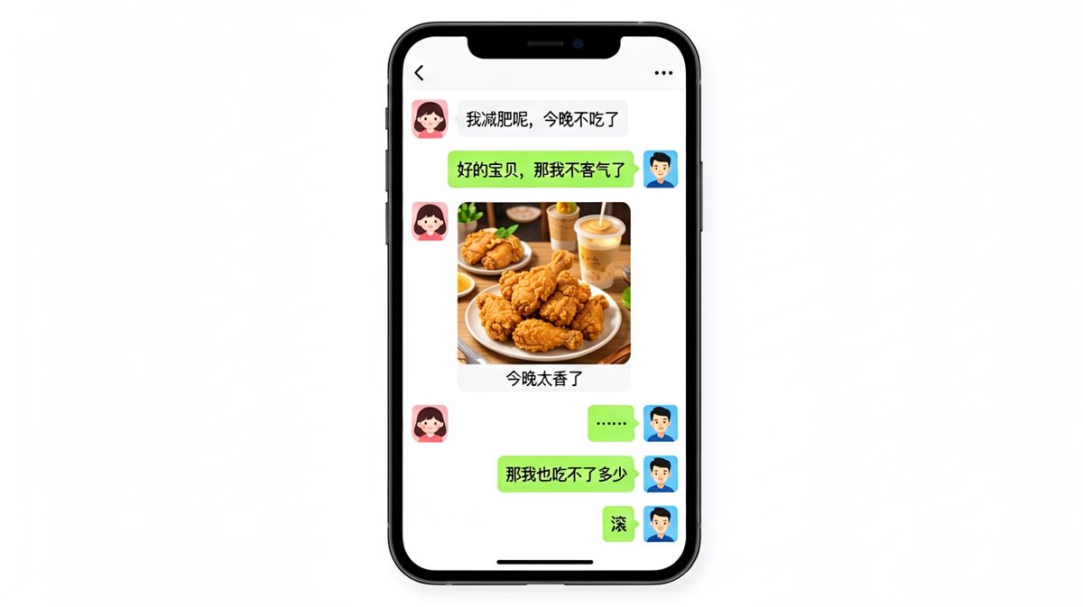 女生宣布减肥，男生反手晒出满桌美食并追加一句'那我也吃不了多少'，女生只能回一个滚字。