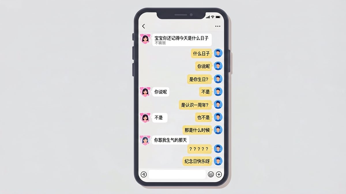 纪念日提前三天就被提醒，男生全猜错后女生直接揭晓答案是他惹自己生气的那天。