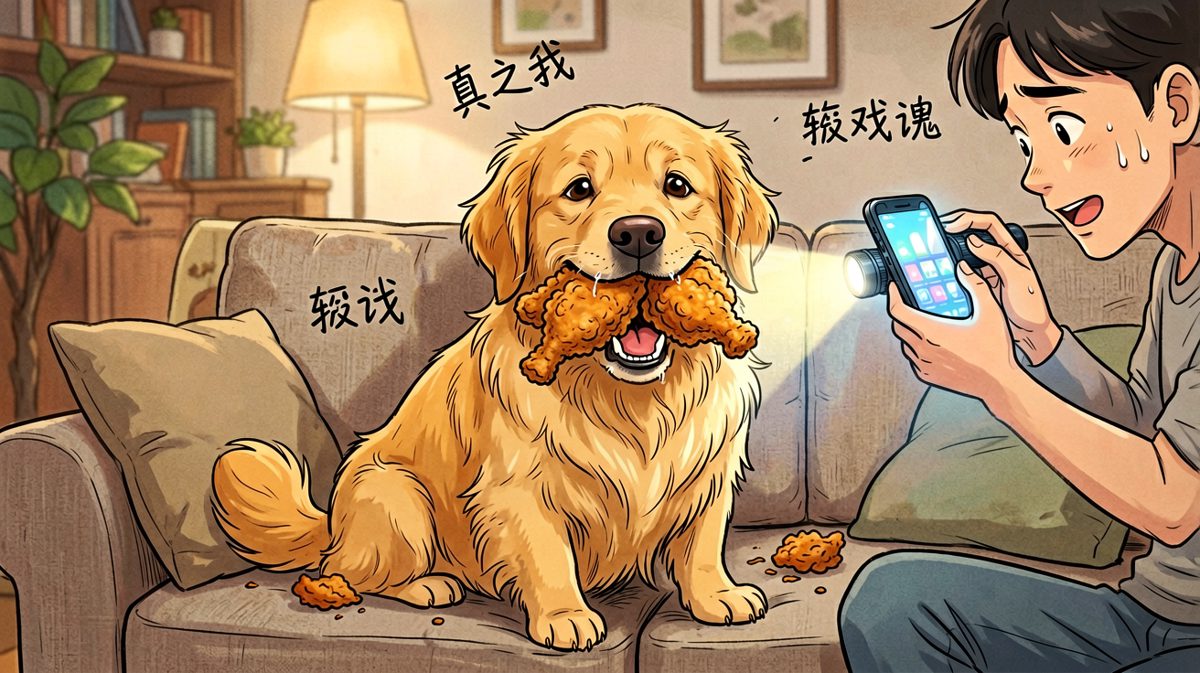 狗：我没有，是你自己飞进嘴里的！