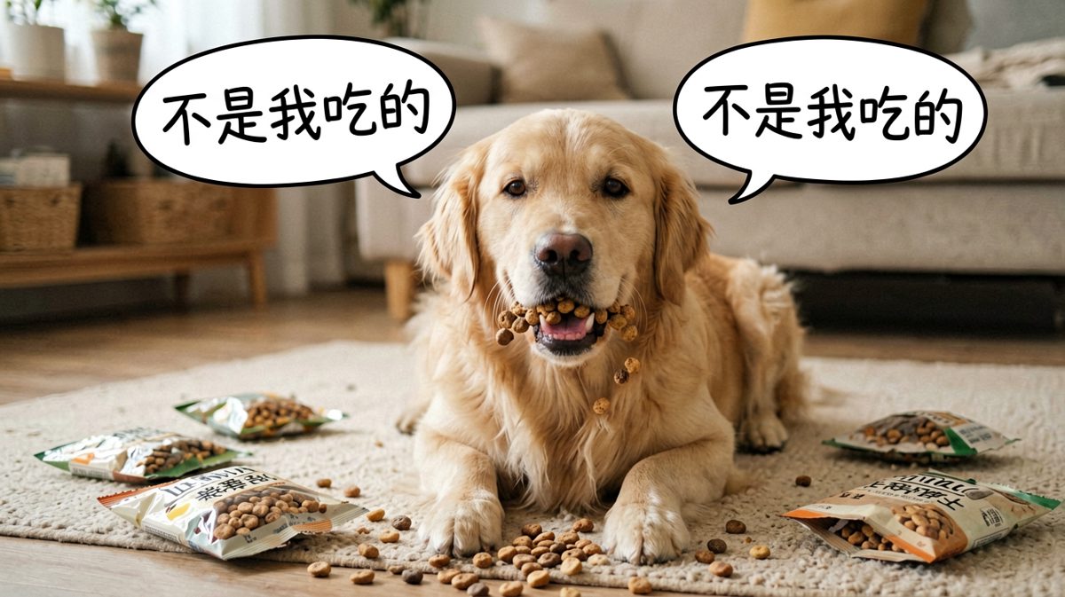 狗：什么？我什么时候偷吃了？我明明很乖的