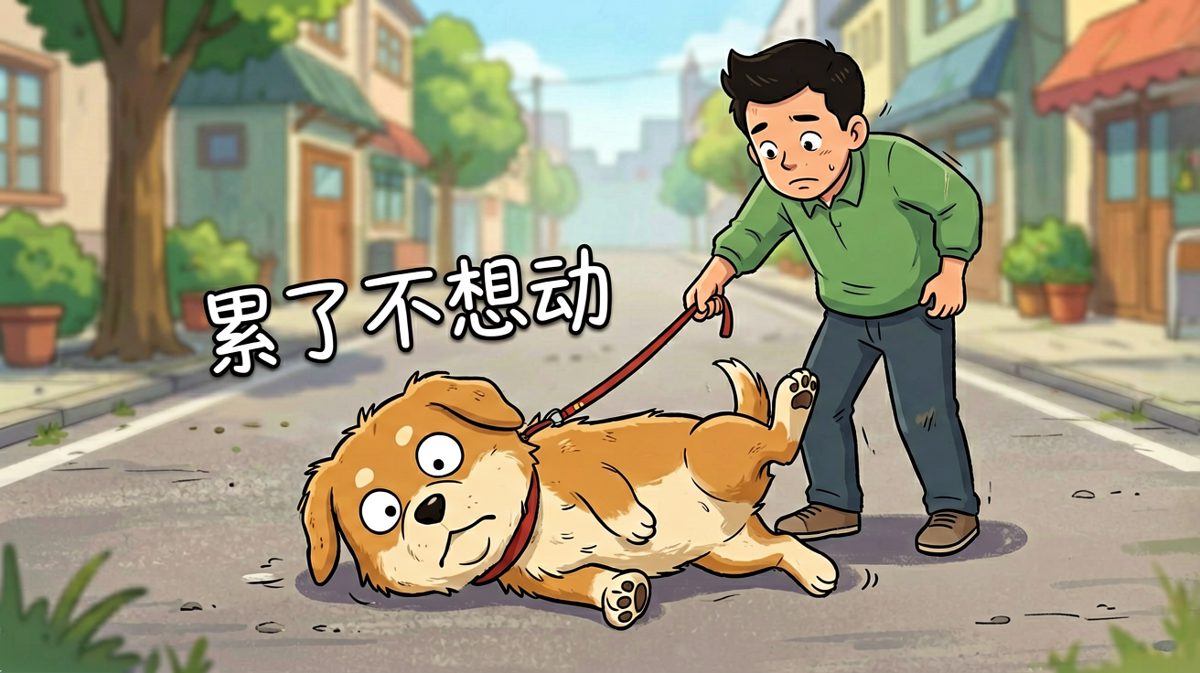 狗狗的演技：只要我躺得够快，散步就追不上我
