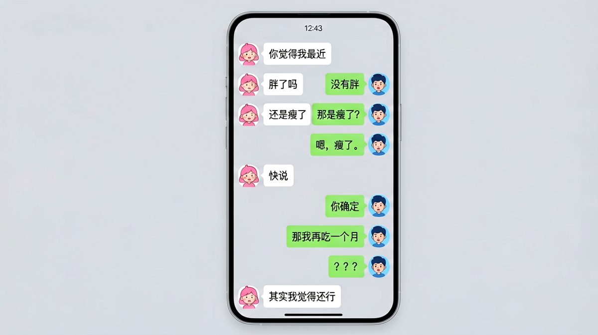 问胖问瘦是送命题，男生全程走钢丝