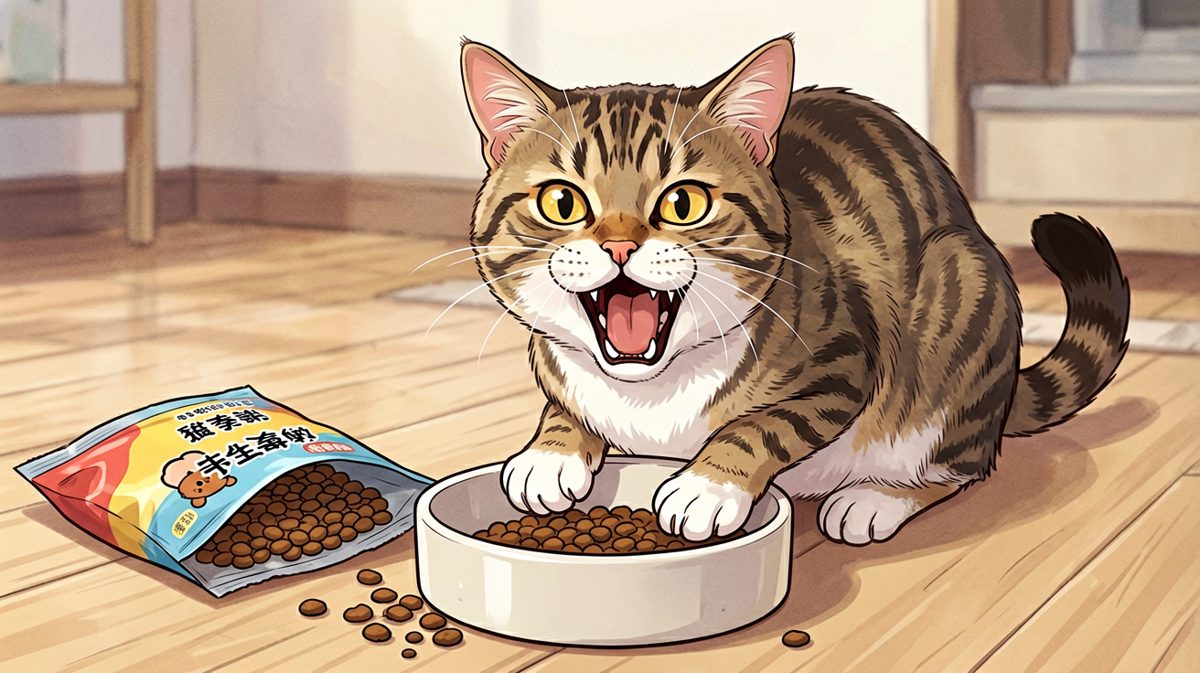 猫：这碗是空的！我快饿死了！立刻！马上！