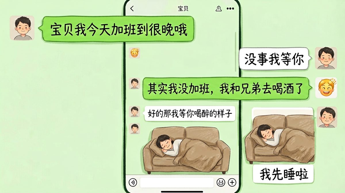 加班谎言遇上早睡女友的反转