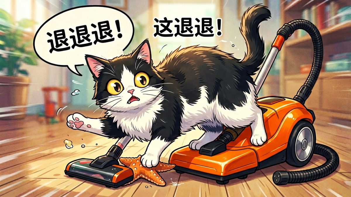 每当吸尘器一响，我的猫生就进入危机模式。