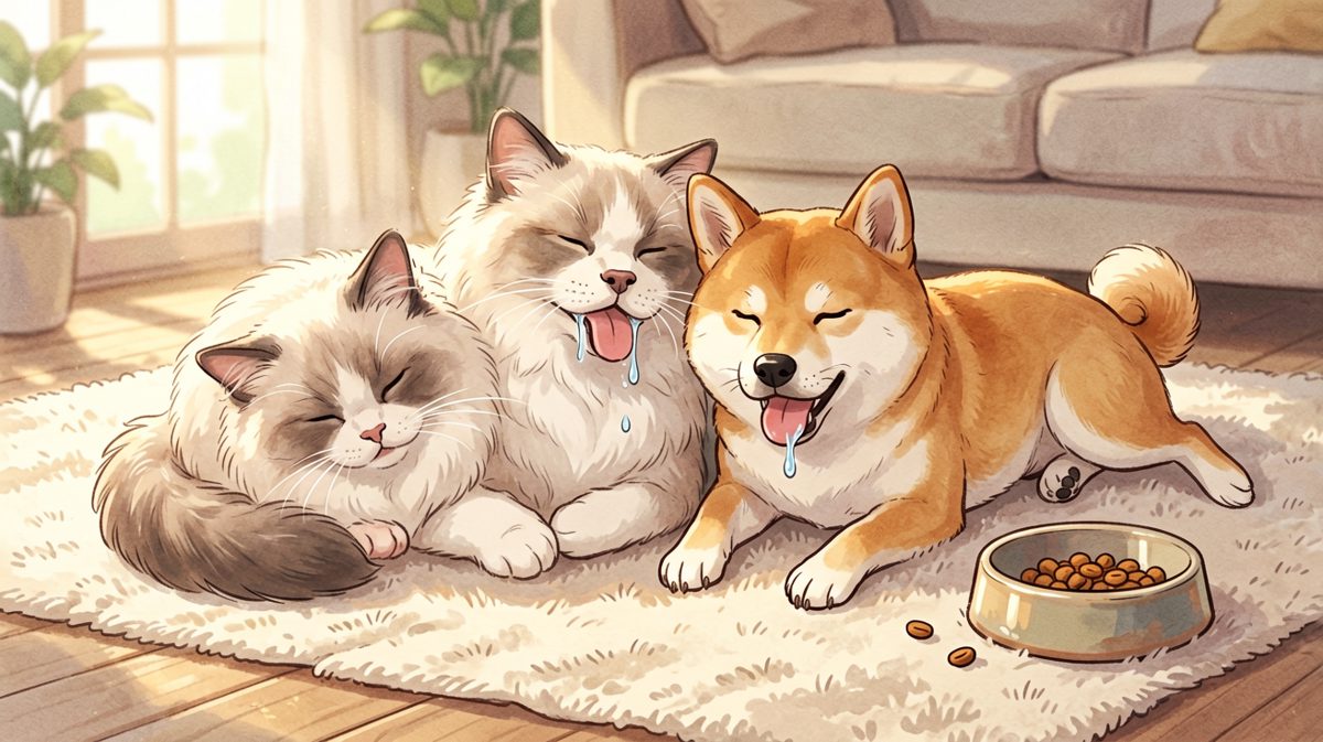 猫咪和狗狗：干饭？不存在的，睡觉！