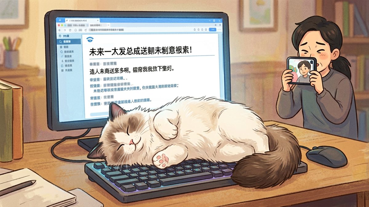 猫：老板说今天再加班就扣你罐头钱。