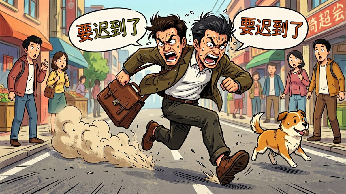 一路狂奔，拼尽全力去上班。