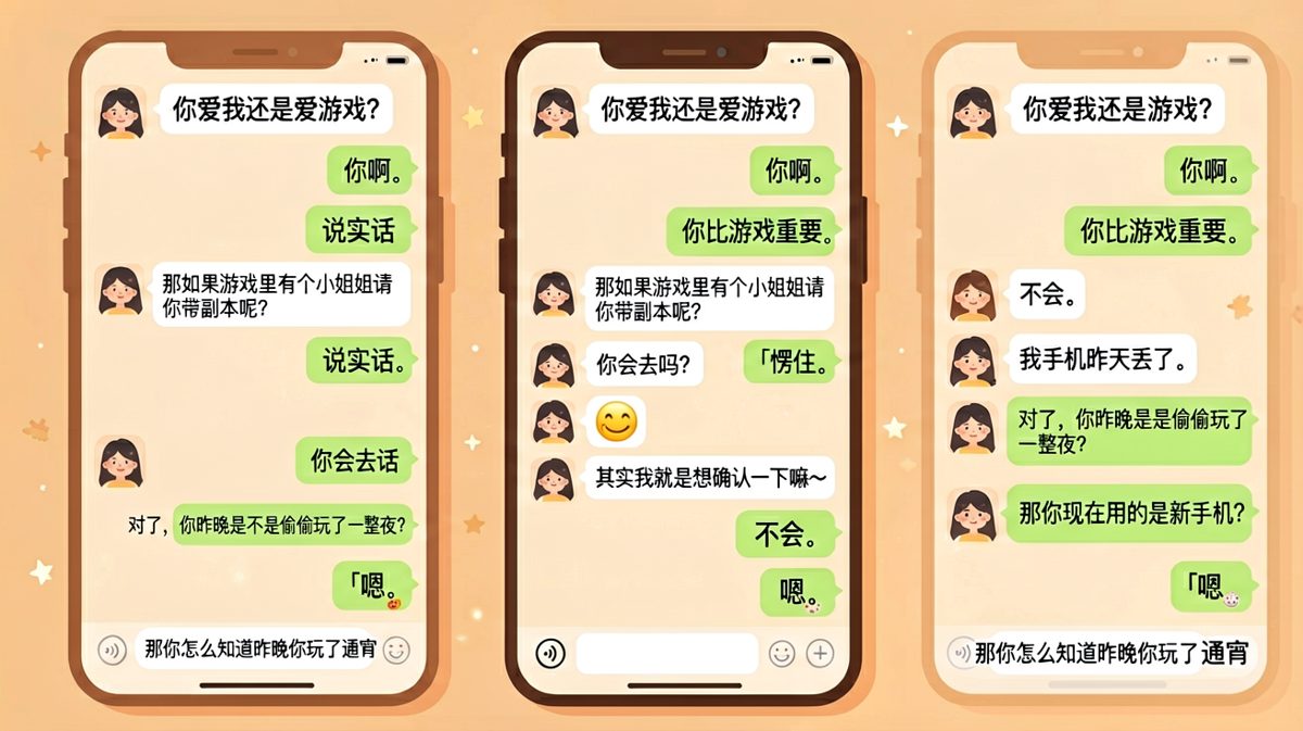 确认他爱不爱你之后，顺便挖出了他昨晚通宵打游戏的证据。