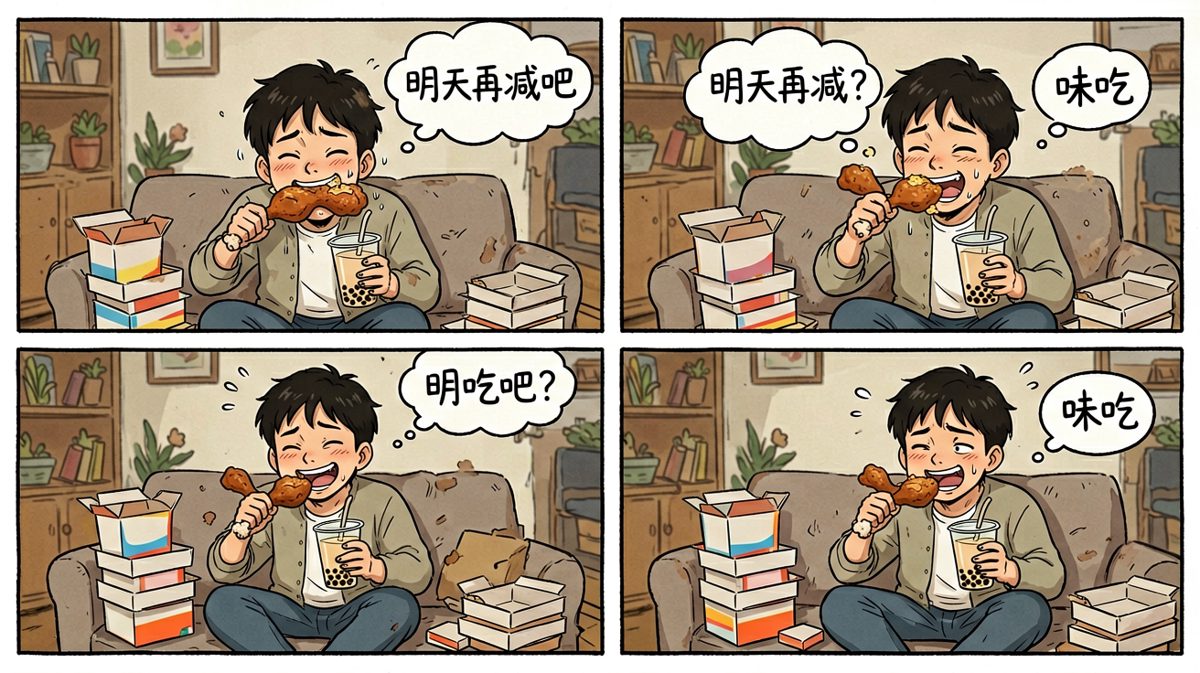 自我安慰：明天再减也不迟