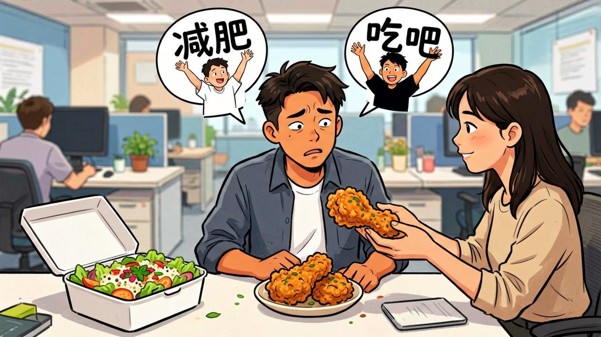 内心天人交战，炸鸡的诱惑无法抵挡