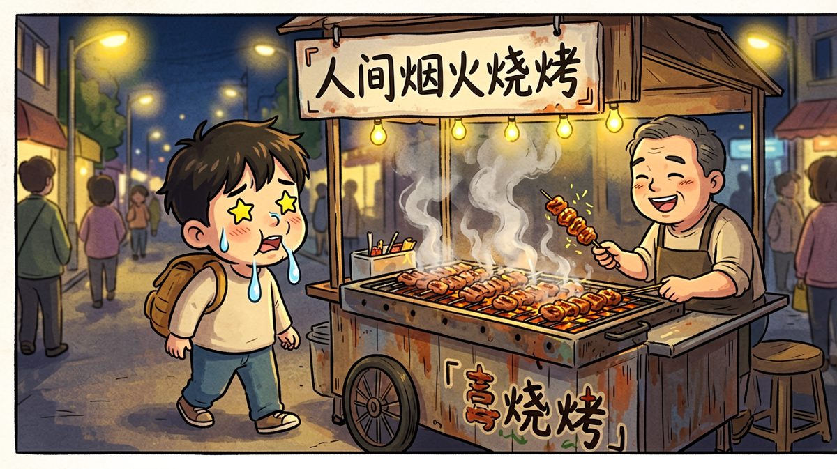 下班路上遇到烧烤摊，理智开始动摇。