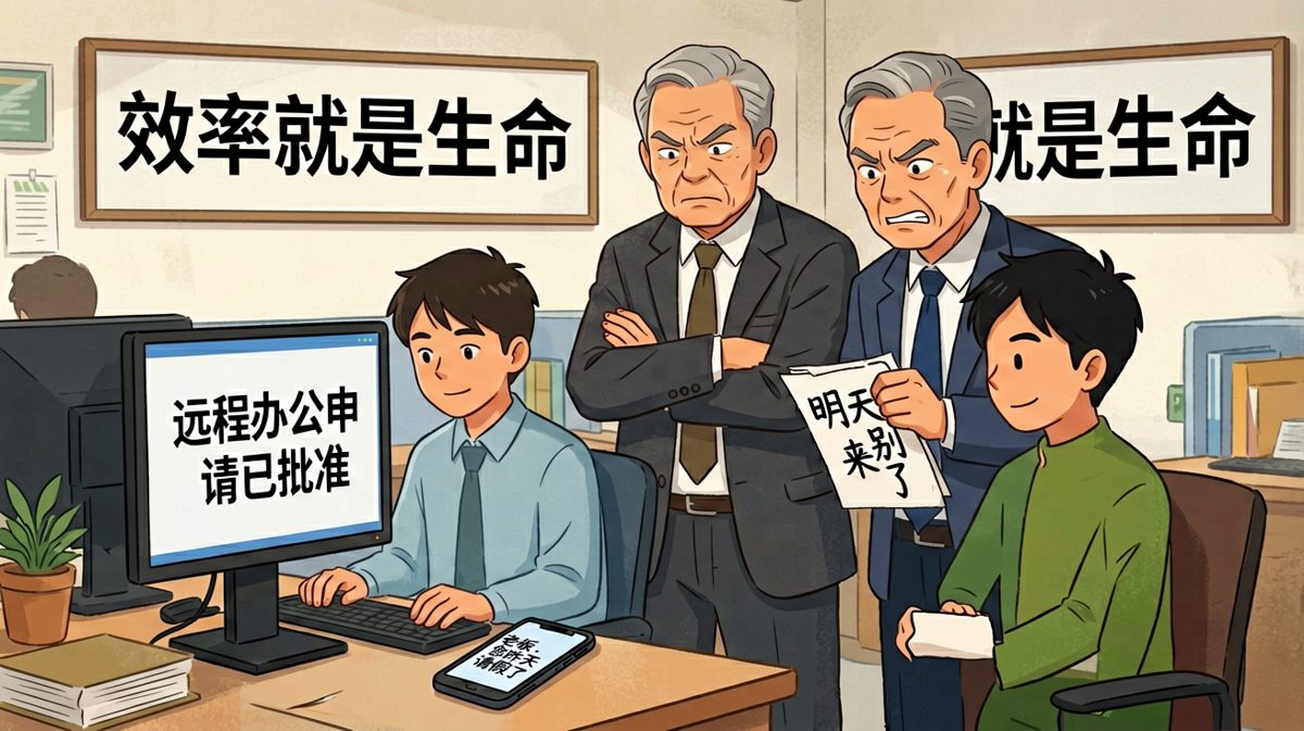 老板让员工别来上班，结果老板自己请假了