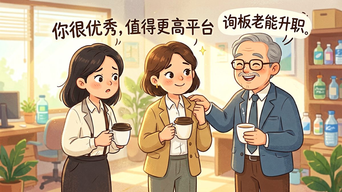 老板：你值得更高平台。员工：谢谢老板！半年后：哦，原来是让我跳槽啊。