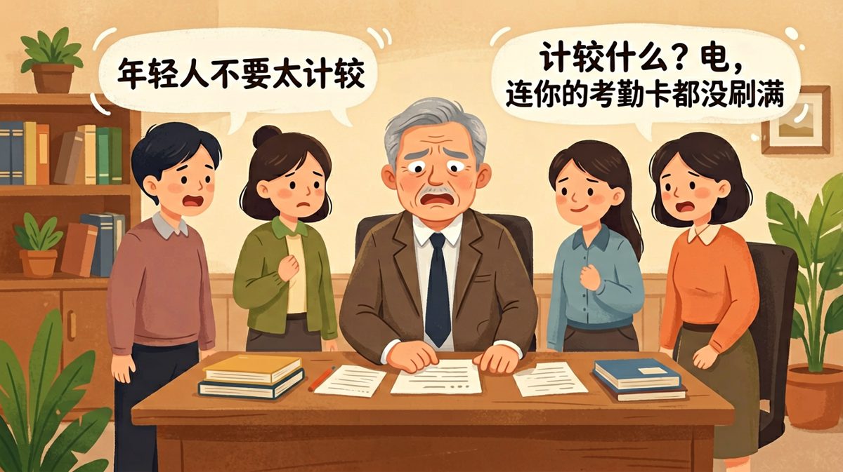 老板：年轻人不要太计较。员工：谢谢老板！老板：你请三天假扣半个月工资。