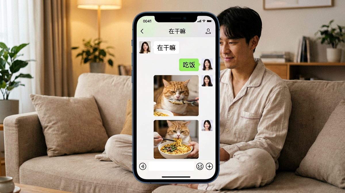 男生假装吃饭，实际在吃泡面的搞笑对比