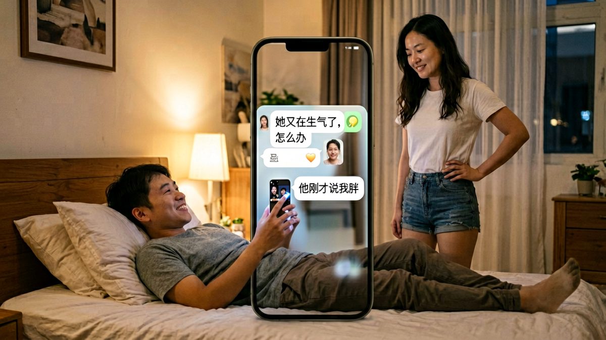 情侣各自向朋友吐槽对方的搞笑场景