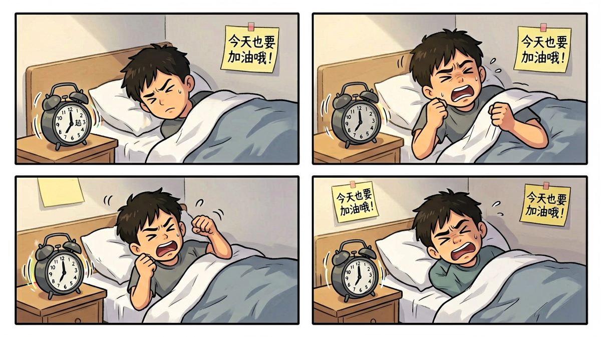 闹钟响了，但身体还在反抗
