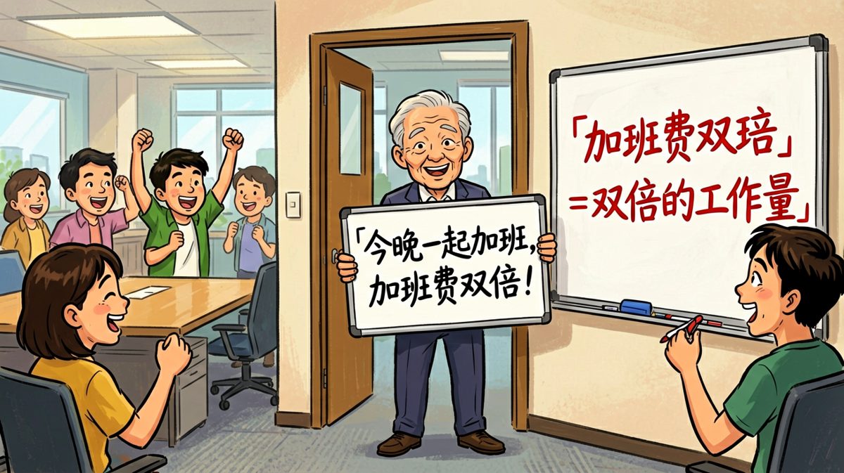 老板说加班费双倍，员工们感动落泪，直到发现工作量也是双倍