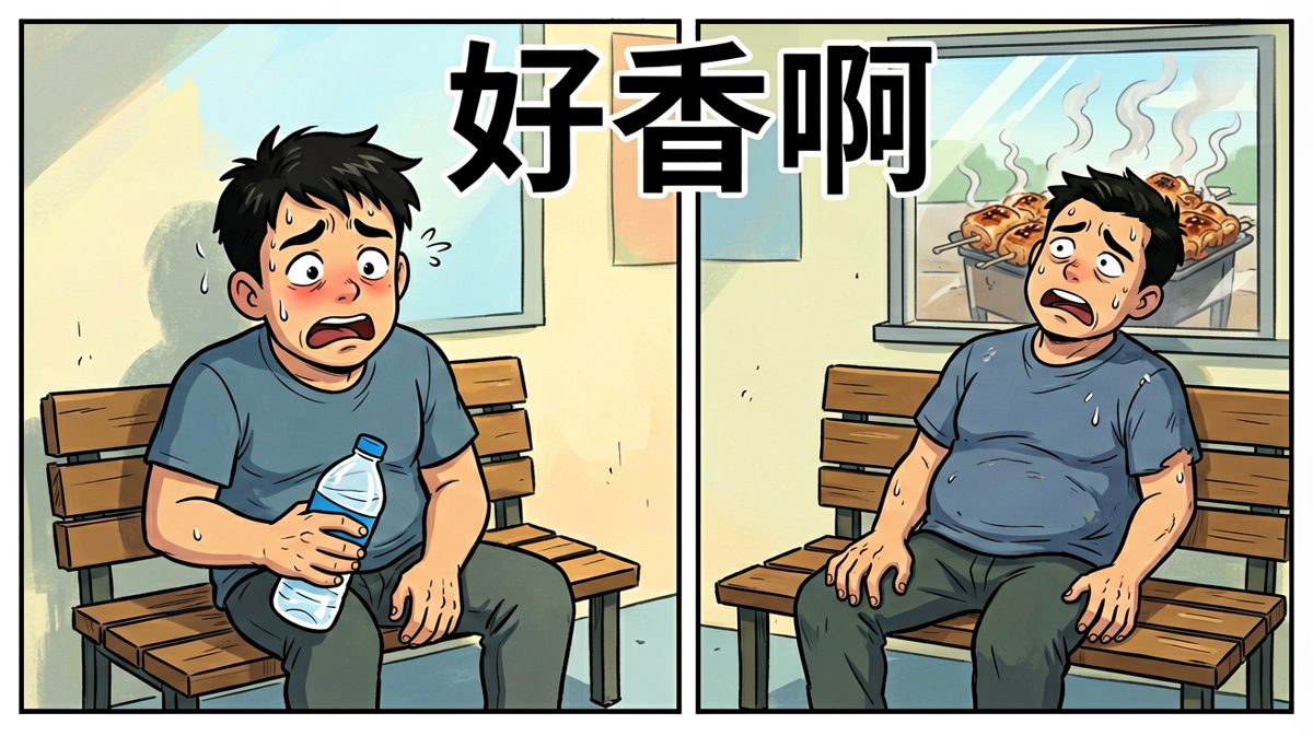 饥饿感让男主意志动摇