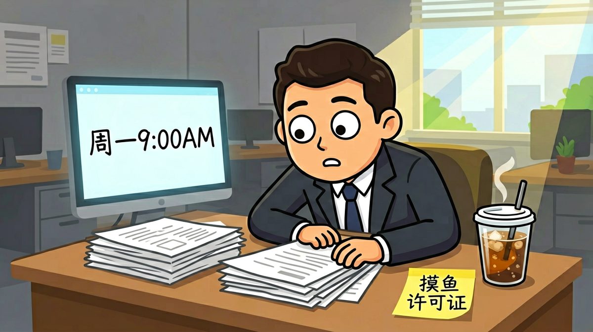 周一早上，我的灵魂还在床上没醒