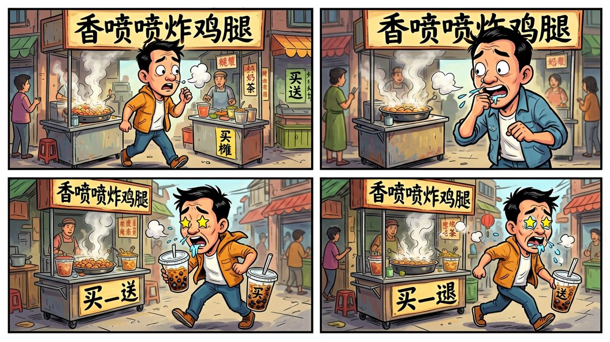 第二格：闻到香味瞬间动摇