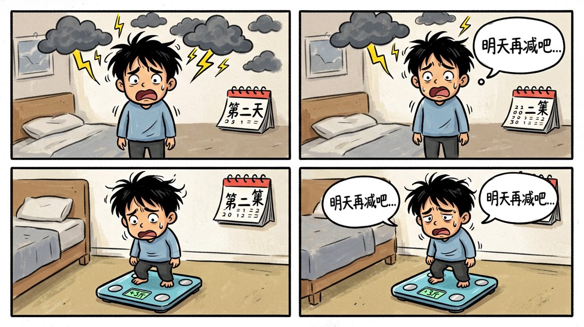 第四格：上秤崩溃，决定明天再减