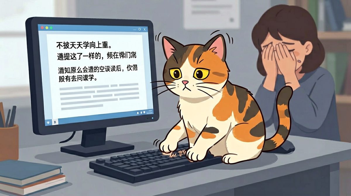 主人要写报告，猫咪却在键盘上'创作'