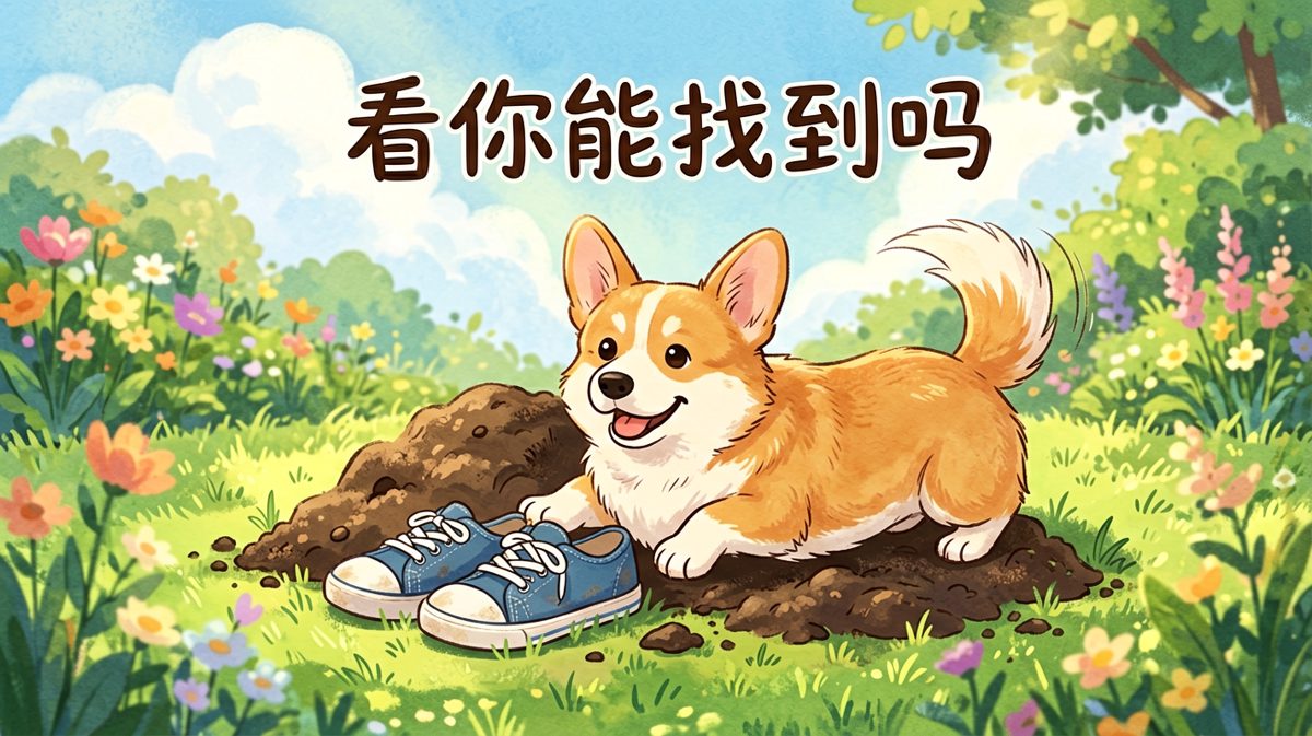 拖鞋藏起来啦，大狗狗也有小阴谋