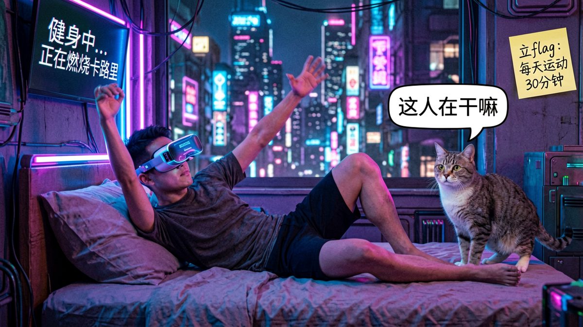 在虚拟世界里挥汗如雨，现实中的卡路里纹丝不动。