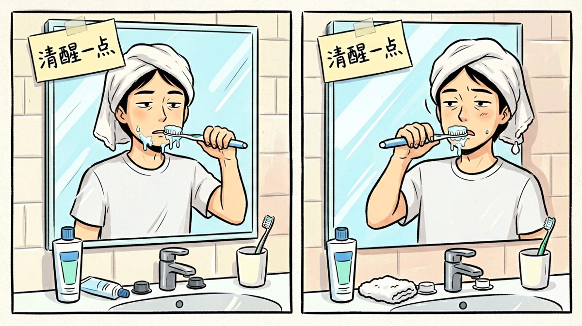 灵魂还在床上，身体已经在刷牙了