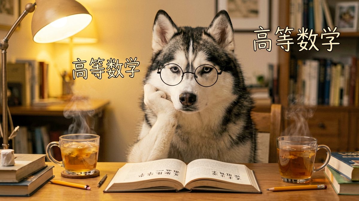 二哈学习时眼神里的智慧光芒，足以骗过所有没看过它拆家的人。