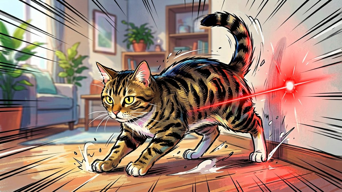 这一刻它忘记了自己是只家养猫，脑海里只有猎人追逐猎物的荣耀。