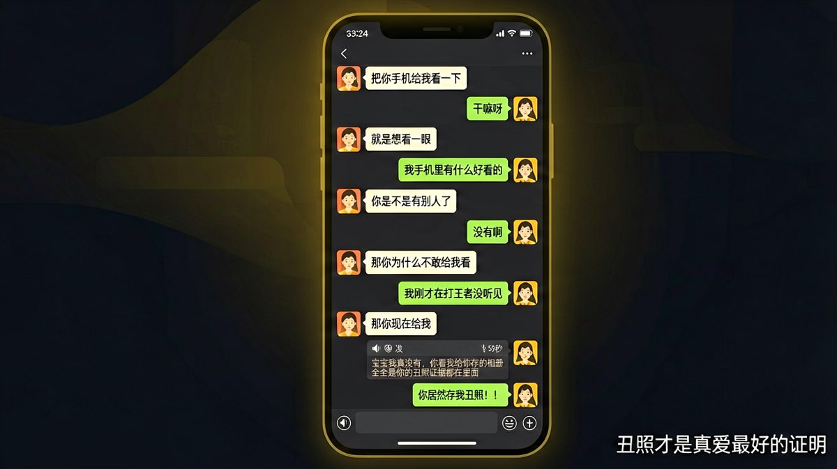 查手机查到一半，发现他手机里全是自己的丑照。