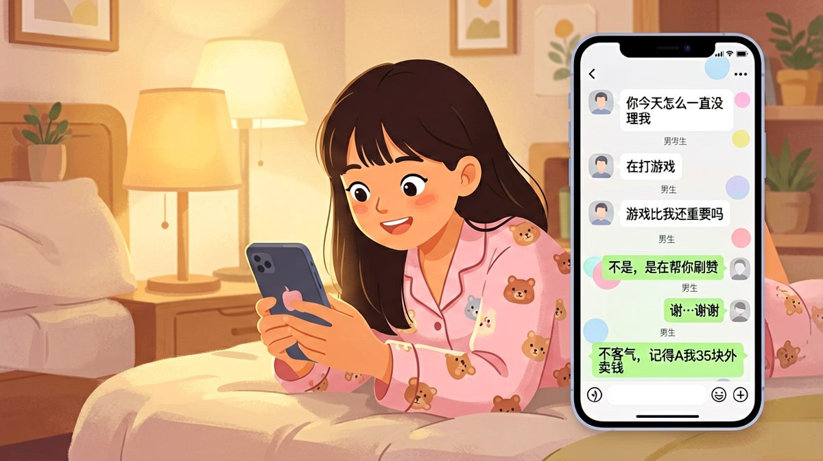 假装深情关心你吃饭，其实只是为了AA外卖钱。