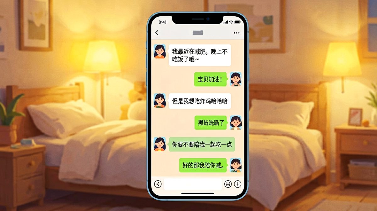 减肥承诺撑不过三分钟，最后拉上男朋友一起破功。