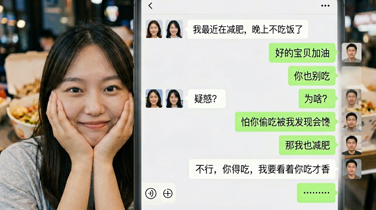 嘴上说减肥，实则让男友点外卖给她看，笑死人不偿命。