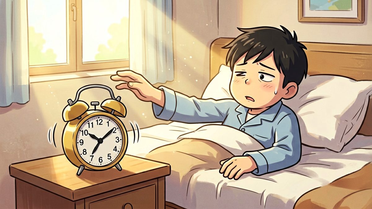 早上七点，闹钟准时响起，被窝里的我缓缓伸出手……