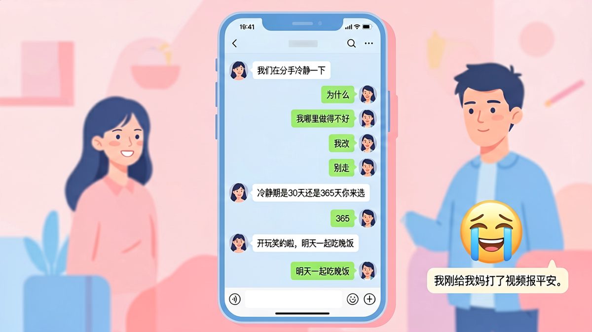 一句'分手冷静'引发连环崩溃，男朋友差点把父母都动员了。