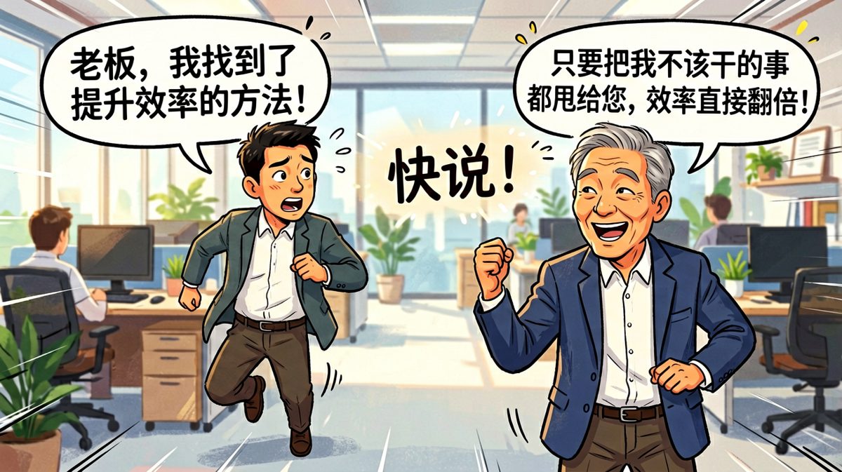 员工说提升效率的方法是把活甩给老板。